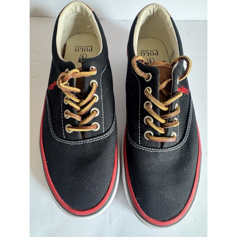 Polo Ralph Lauren Keaton-Pony Men's Canvas Sneakers - Black/Red  - Men's 8.5